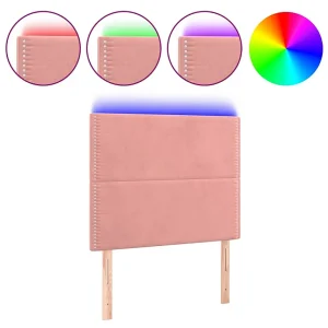 Hoofdbord LED 90x5x118/128 cm fluweel roze