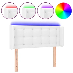 Hoofdbord LED 83x16x78/88 cm kunstleer wit