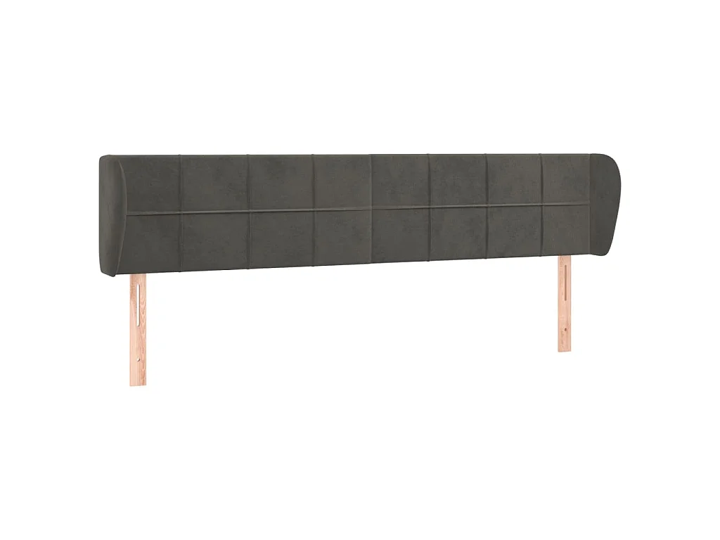 Hoofdbord met randen 163x23x78/88 cm fluweel donkergrijs