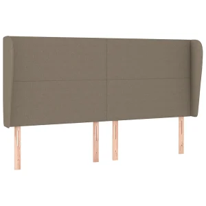Hoofdbord met randen 183x23x118/128 cm stof taupe