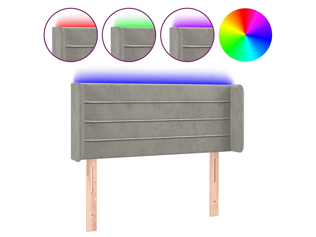Hoofdbord LED 93x16x78/88 cm fluweel lichtgrijs