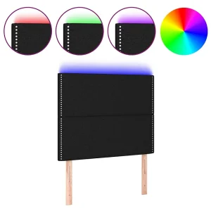 Hoofdbord LED 80x5x118/128 cm stof zwart