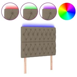 Hoofdbord LED 90x7x118/128 cm stof taupe
