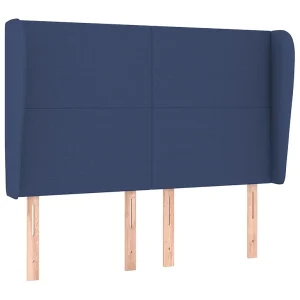 Hoofdbord met randen 147x23x118/128 cm stof blauw Hoofdbord met randen 147x23x118/128 cm stof blauw
