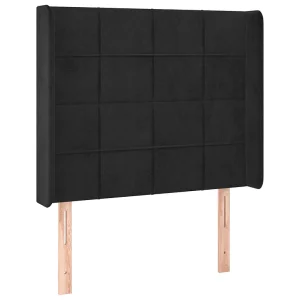 Hoofdbord met randen 103x16x118/128 cm fluweel zwart Hoofdbord met randen 103x16x118/128 cm fluweel zwart