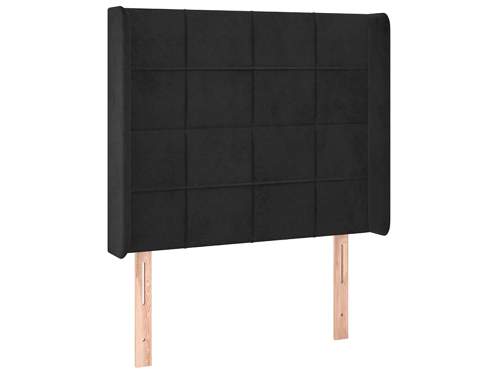 Hoofdbord met randen 103x16x118/128 cm fluweel zwart