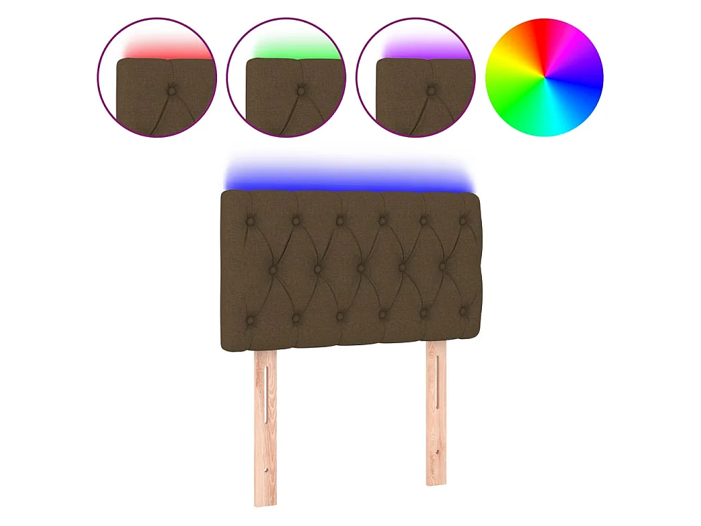 Hoofdbord LED 80x7x78/88 cm stof donkerbruin