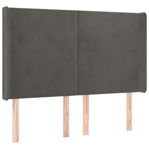 Hoofdbord met randen 147x16x118/128 cm fluweel donkergrijs Hoofdbord met randen 147x16x118/128 cm fluweel donkergrijs