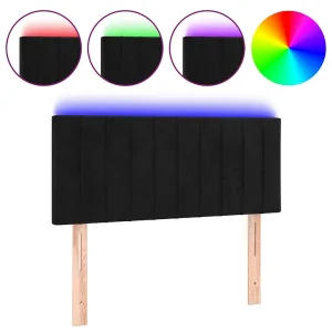 Hoofdbord LED 90x5x78/88 cm fluweel zwart