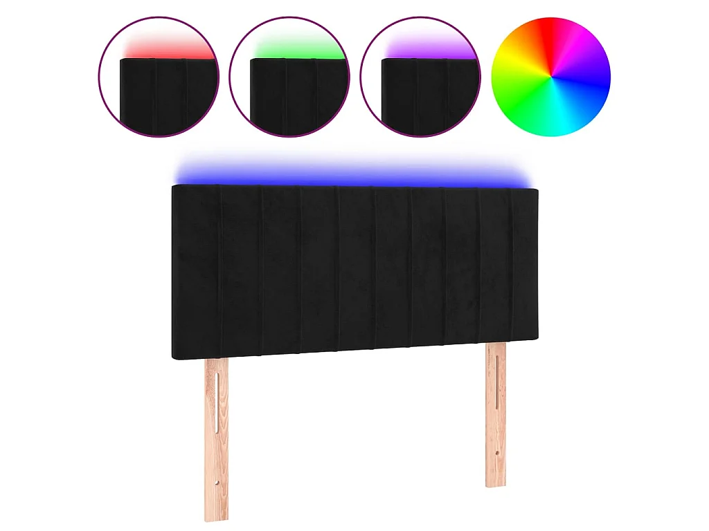 Hoofdbord LED 90x5x78/88 cm fluweel zwart