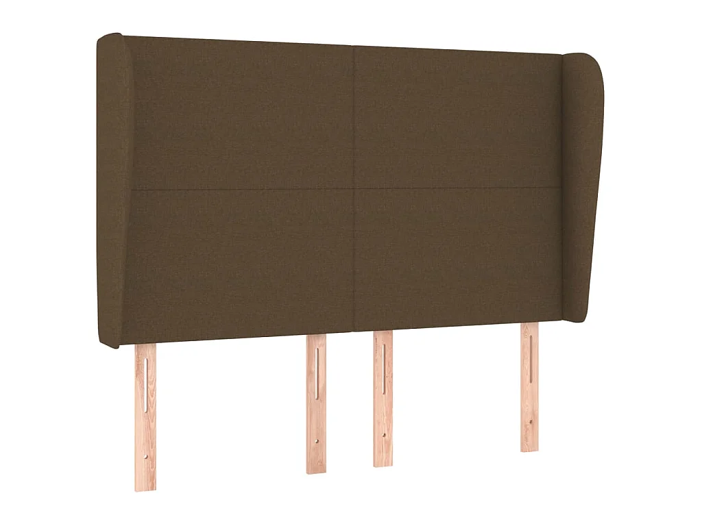 Hoofdbord met randen 147x23x118/128 cm stof donkerbruin