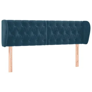 Hoofdbord met randen 163x23x78/88 cm fluweel donkerblauw