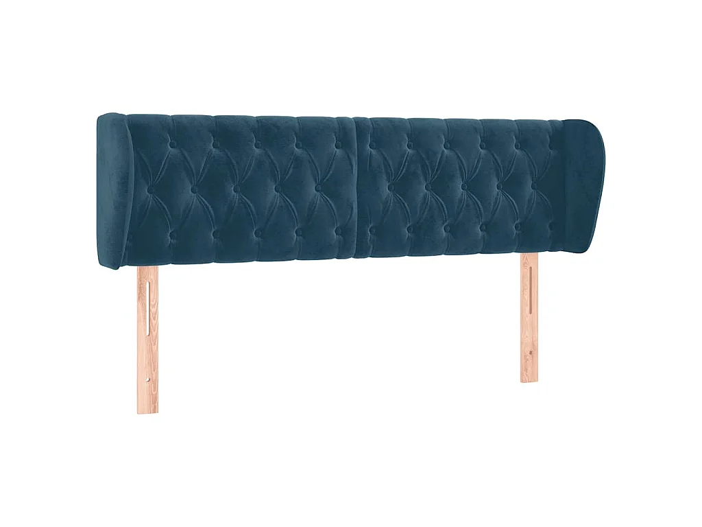 Hoofdbord met randen 163x23x78/88 cm fluweel donkerblauw