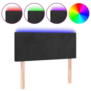 Hoofdbord LED 80x5x78/88 cm fluweel zwart