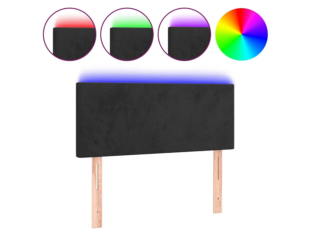 Hoofdbord LED 80x5x78/88 cm fluweel zwart