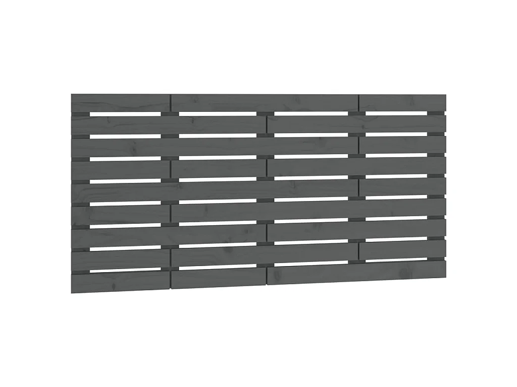 Hoofdbord wandmontage 126x3x63 cm massief grenenhout grijs