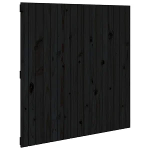 Hoofdbord wandmontage 108x3x110 cm massief grenenhout zwart Hoofdbord wandmontage 108x3x110 cm massief grenenhout zwart