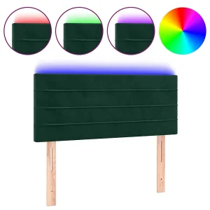 Hoofdbord LED 80x5x78/88 cm fluweel donkergroen