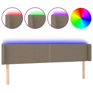 Hoofdbord LED 203x16x78/88 cm stof taupe