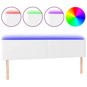 Hoofdbord LED 200x5x78/88 cm kunstleer wit