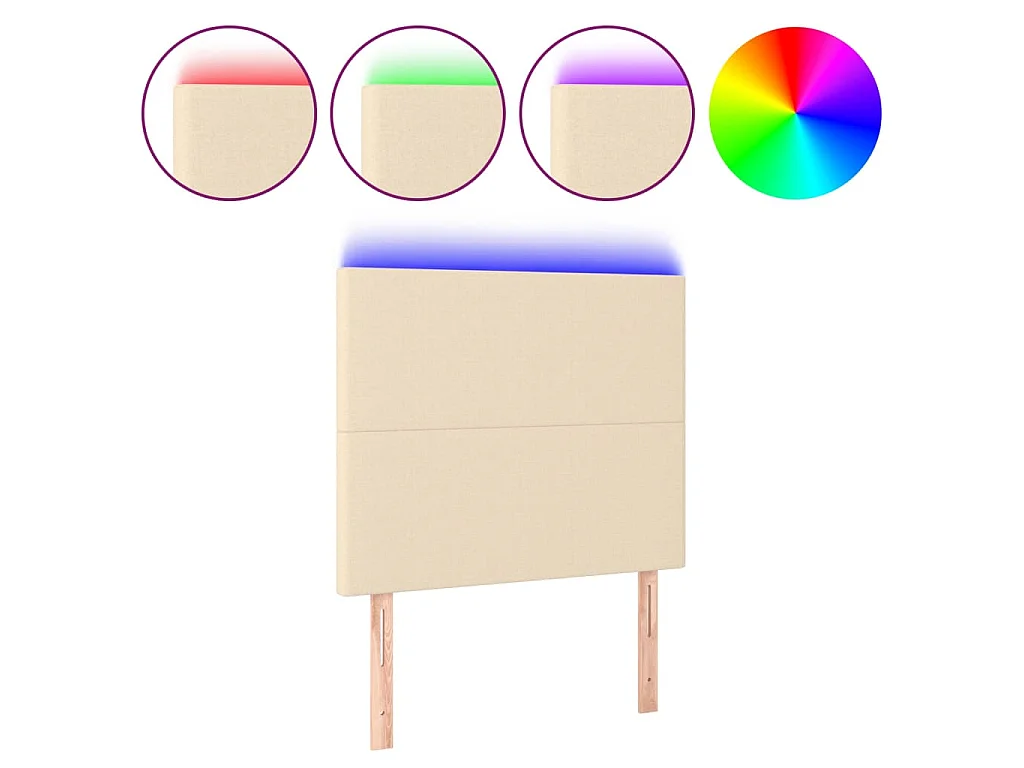 Hoofdbord LED 100x5x118/128 cm stof crèmekleurig