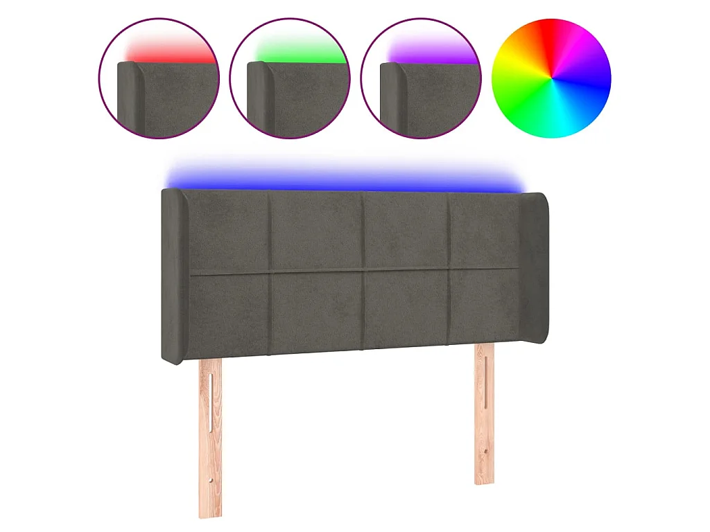 Hoofdbord LED 103x16x78/88 cm fluweel donkergrijs
