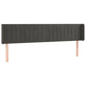 Hoofdbord met randen 203x16x78/88 cm fluweel donkergrijs