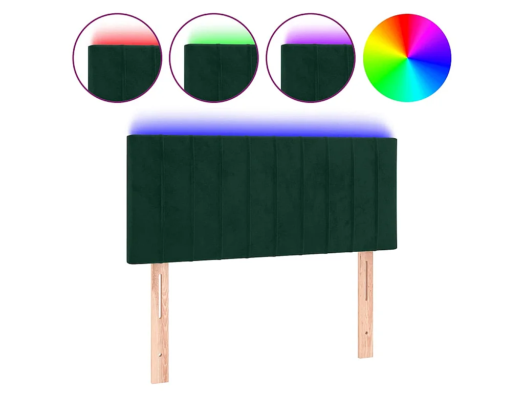 Hoofdbord LED 100x5x78/88 cm fluweel donkergroen