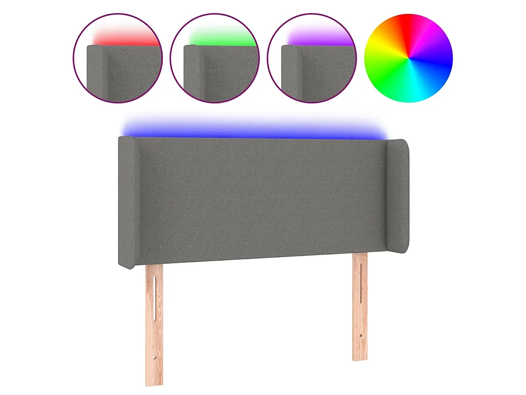 Hoofdbord LED 93x16x78/88 cm stof donkergrijs