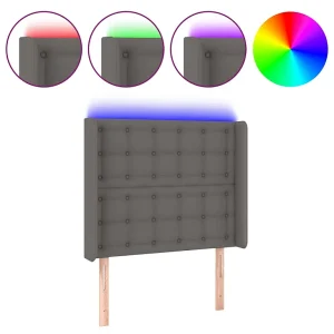Hoofdbord LED 93x16x118/128 cm kunstleer grijs