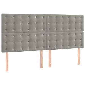 Hoofdbord lichtgrijs 180x5x118/128 cm fluweel Hoofdbord lichtgrijs 180x5x118/128 cm fluweel
