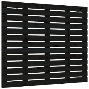 Hoofdbord wandmontage 126x3x91,5 cm massief grenenhout zwart Hoofdbord wandmontage 126x3x91,5 cm massief grenenhout zwart
