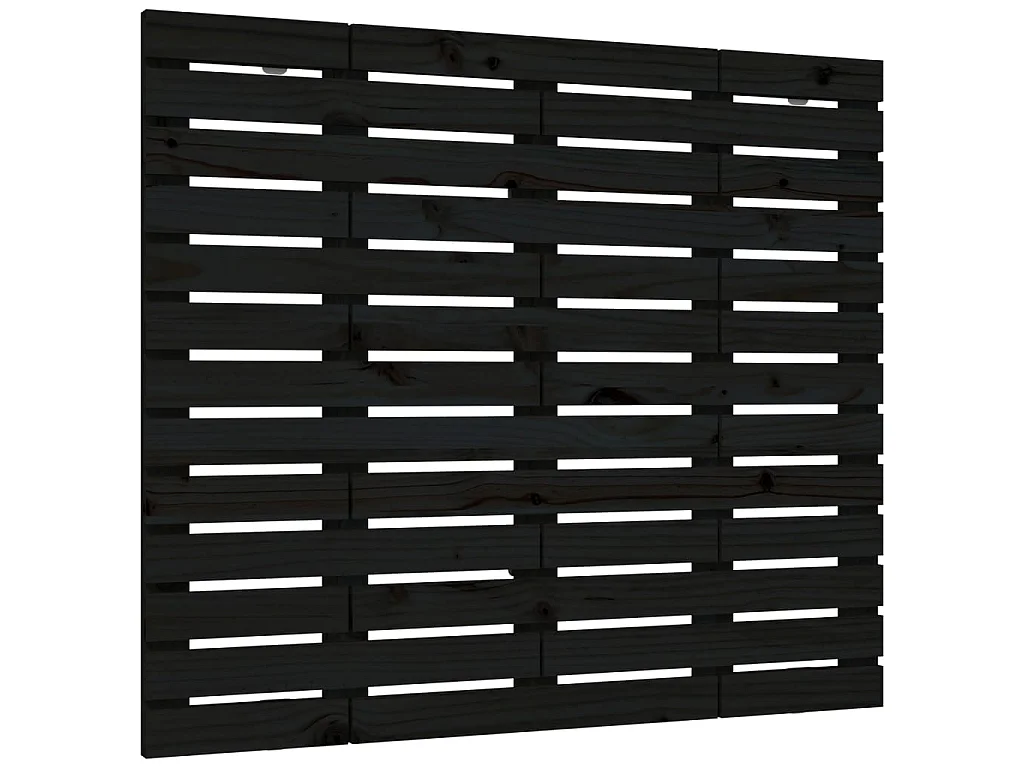 Hoofdbord wandmontage 126x3x91,5 cm massief grenenhout zwart
