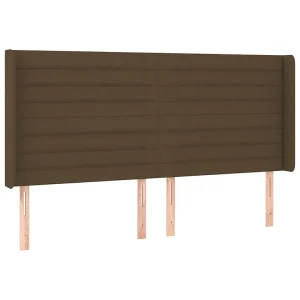 Hoofdbord met randen 183x16x118/128 cm stof donkerbruin