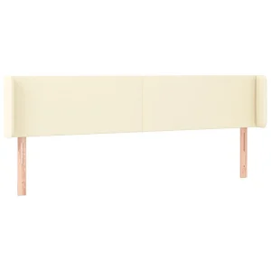 Hoofdbord met randen 203x16x78/88 cm kunstleer crèmekleurig