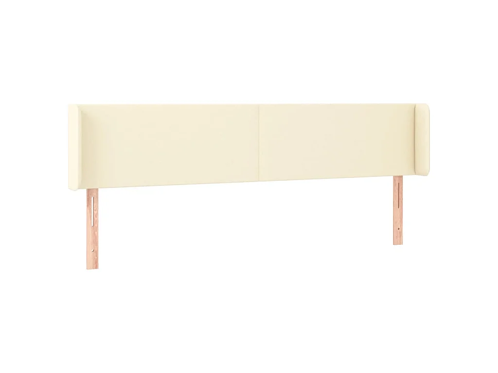 Hoofdbord met randen 203x16x78/88 cm kunstleer crèmekleurig
