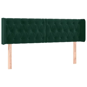 Hoofdbord met randen 147x16x78/88 cm fluweel donkergroen