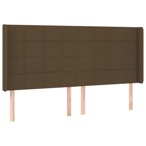 Hoofdbord met randen 203x16x118/128 cm stof donkerbruin Hoofdbord met randen 203x16x118/128 cm stof donkerbruin