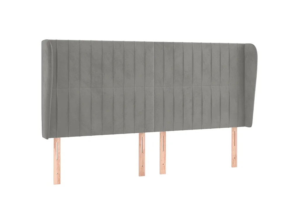 Hoofdbord met randen 203x23x118/128 cm fluweel lichtgrijs