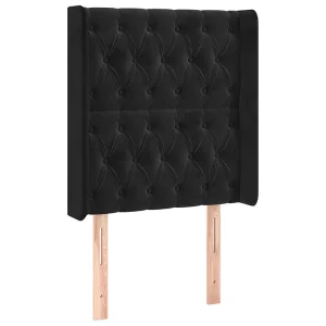 Hoofdbord met randen 83x16x118/128 cm fluweel zwart Hoofdbord met randen 83x16x118/128 cm fluweel zwart