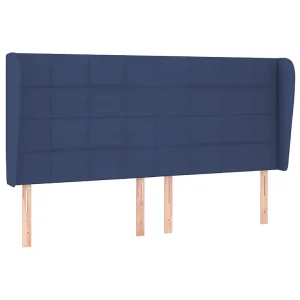 Hoofdbord met randen 203x23x118/128 cm stof blauw