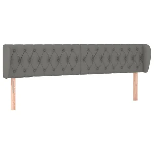 Hoofdbord met randen 183x23x78/88 cm stof donkergrijs Hoofdbord met randen 183x23x78/88 cm stof donkergrijs