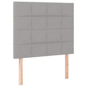 Hoofdbord lichtgrijs 100x5x118/128 cm stof