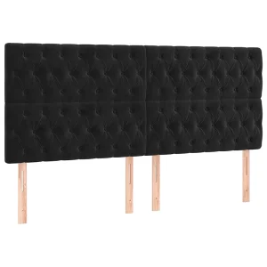 Hoofdbord zwart 200x7x118/128 cm fluweel Hoofdbord zwart 200x7x118/128 cm fluweel
