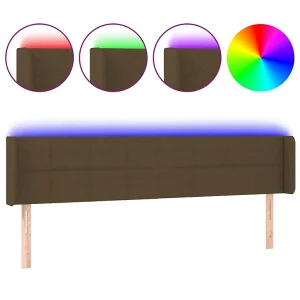 Hoofdbord LED 183x16x78/88 cm stof donkerbruin