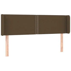 Hoofdbord met randen 147x16x78/88 cm stof donkerbruin