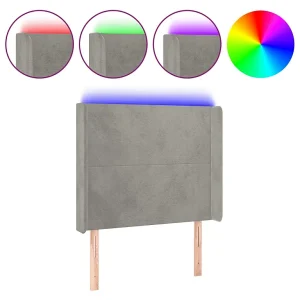 Hoofdbord LED 93x16x118/128 cm fluweel lichtgrijs
