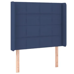 Hoofdbord met randen 83x16x118/128 cm stof blauw Hoofdbord met randen 83x16x118/128 cm stof blauw