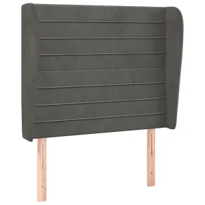 Hoofdbord met randen 103x23x118/128 cm fluweel donkergrijs Hoofdbord met randen 103x23x118/128 cm fluweel donkergrijs