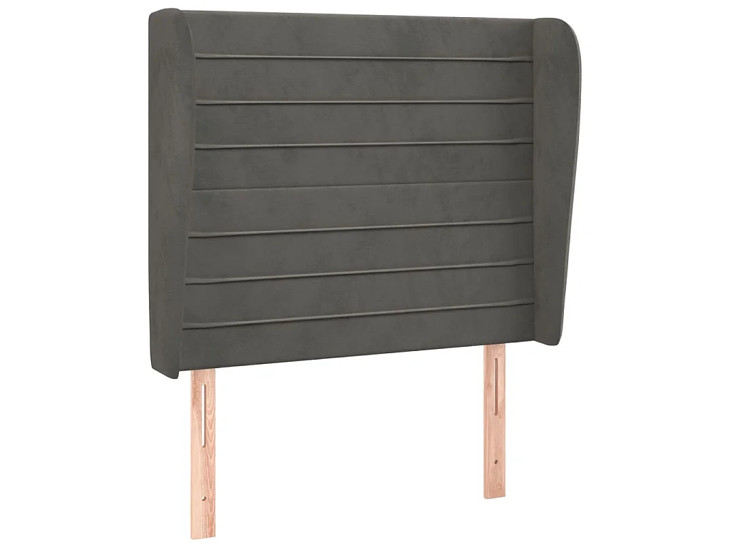 Hoofdbord met randen 103x23x118/128 cm fluweel donkergrijs